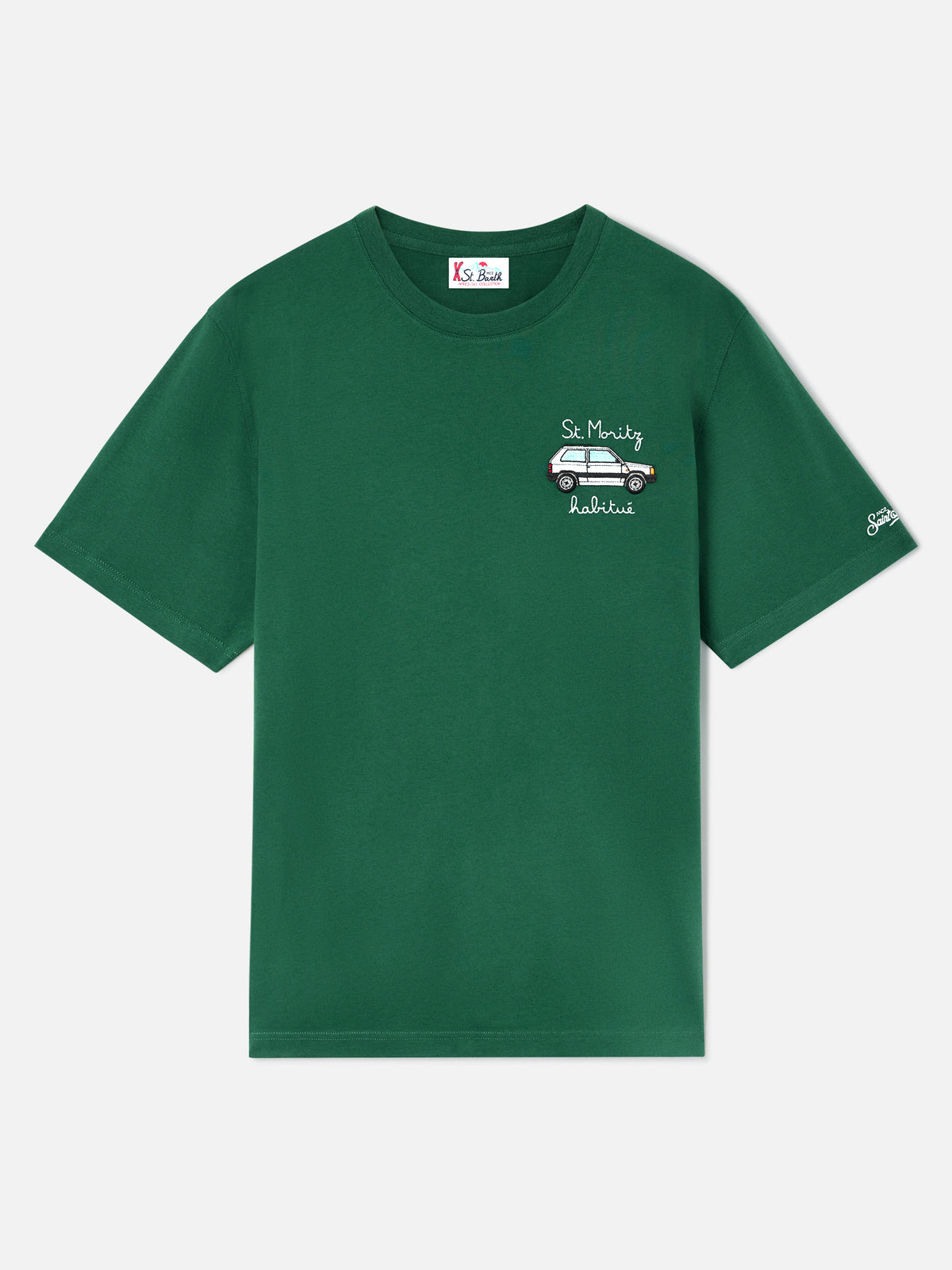 Green Arnott Warm cotton t-shirt with St. Moritz Habitué embroidery | Special edition