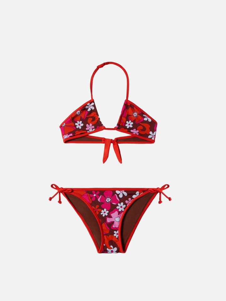 Bikini Aryanna a fascia con stampa fiori retrò