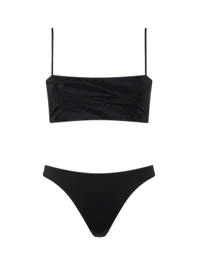 Zebra-Bandeau-Bikini für Damen Athena Naomi mit Strasssteinen