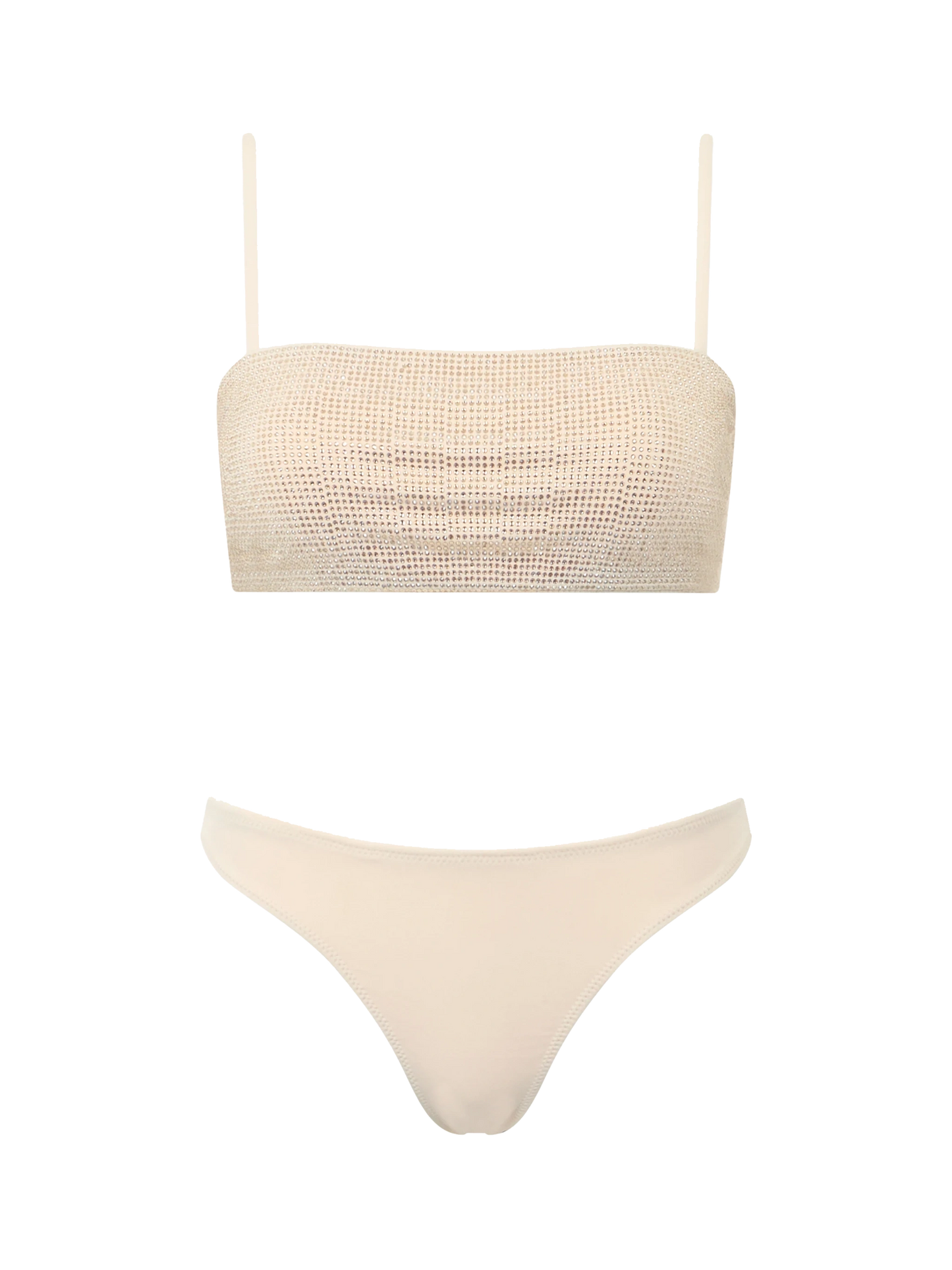 Woman beige bandeau bikini Athena Naomi with rhinestones