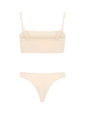 Woman beige bandeau bikini Athena Naomi with rhinestones