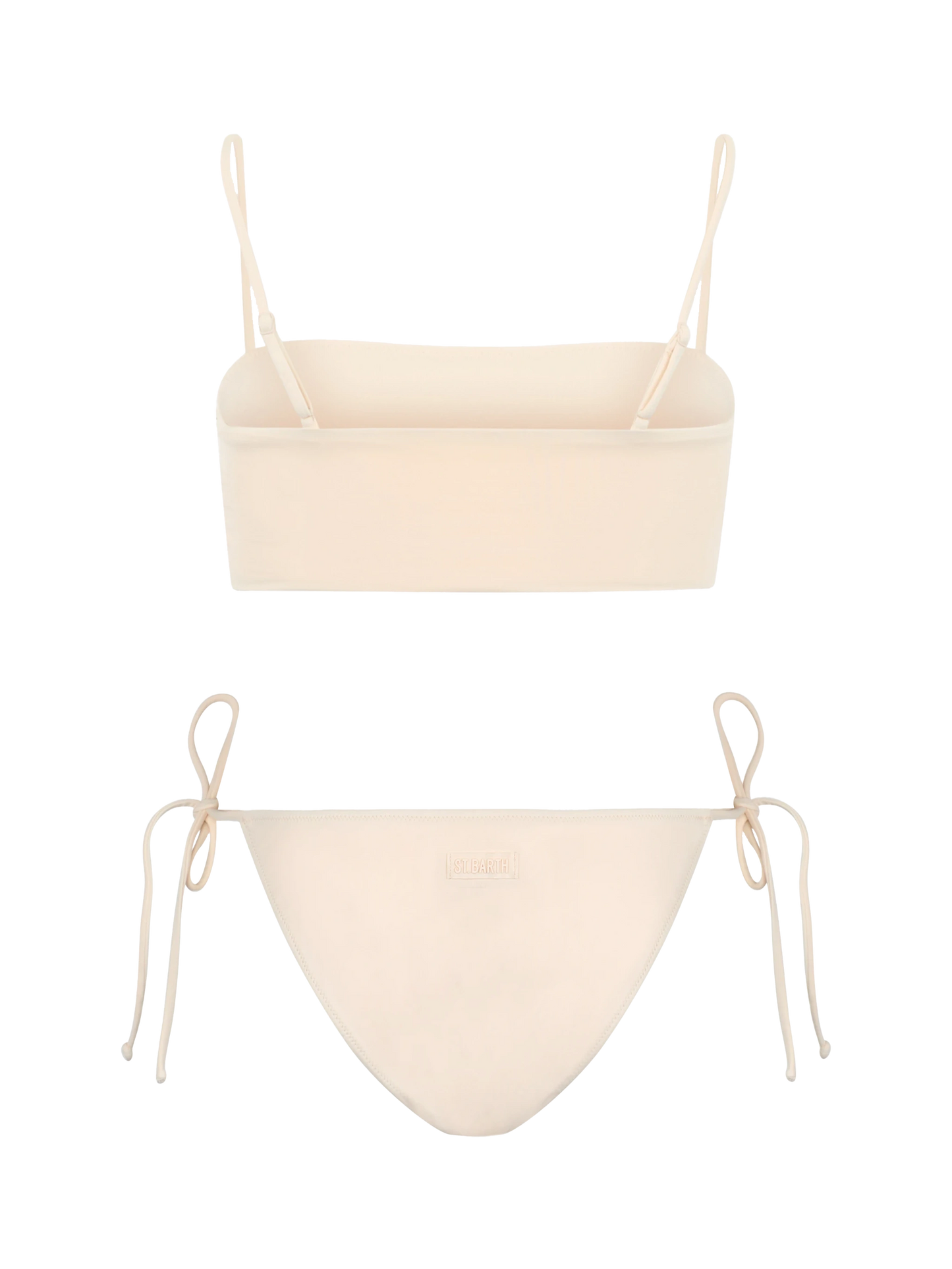 Woman beige bandeau bikini Athena Virgo with rhinestones