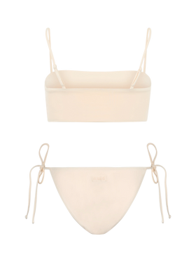 Woman beige bandeau bikini Athena Virgo with rhinestones