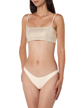 Woman beige bandeau bikini Athena Naomi with rhinestones