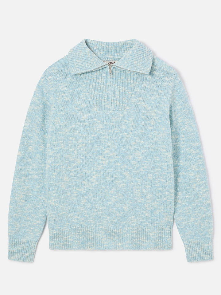 Pull en laine Augustine blue léger à demi-zip avec logo brodé 