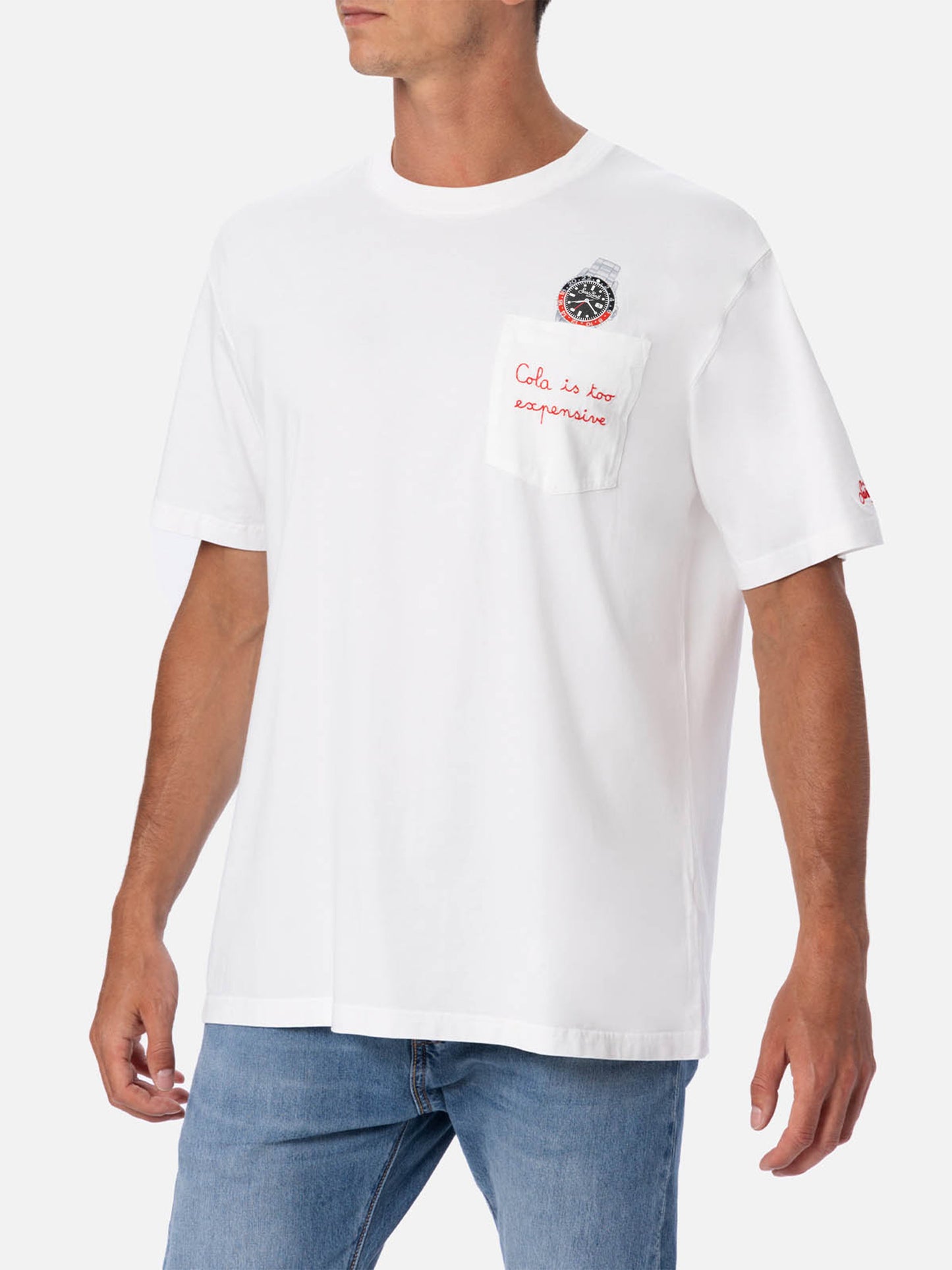 Baumwoll-T-Shirt Austin mit Stickerei und Uhrendruck