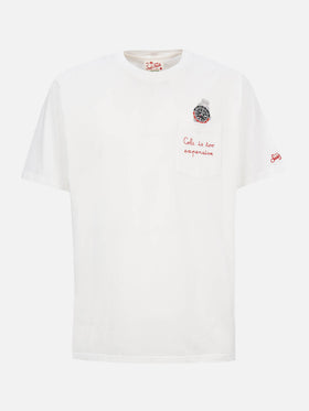 Baumwoll-T-Shirt Austin mit Stickerei und Uhrendruck