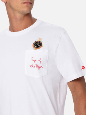 Cotton t-shirt Austin with embroidery and watch print