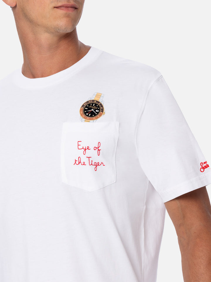 Baumwoll-T-Shirt Austin mit Stickerei und Uhrendruck