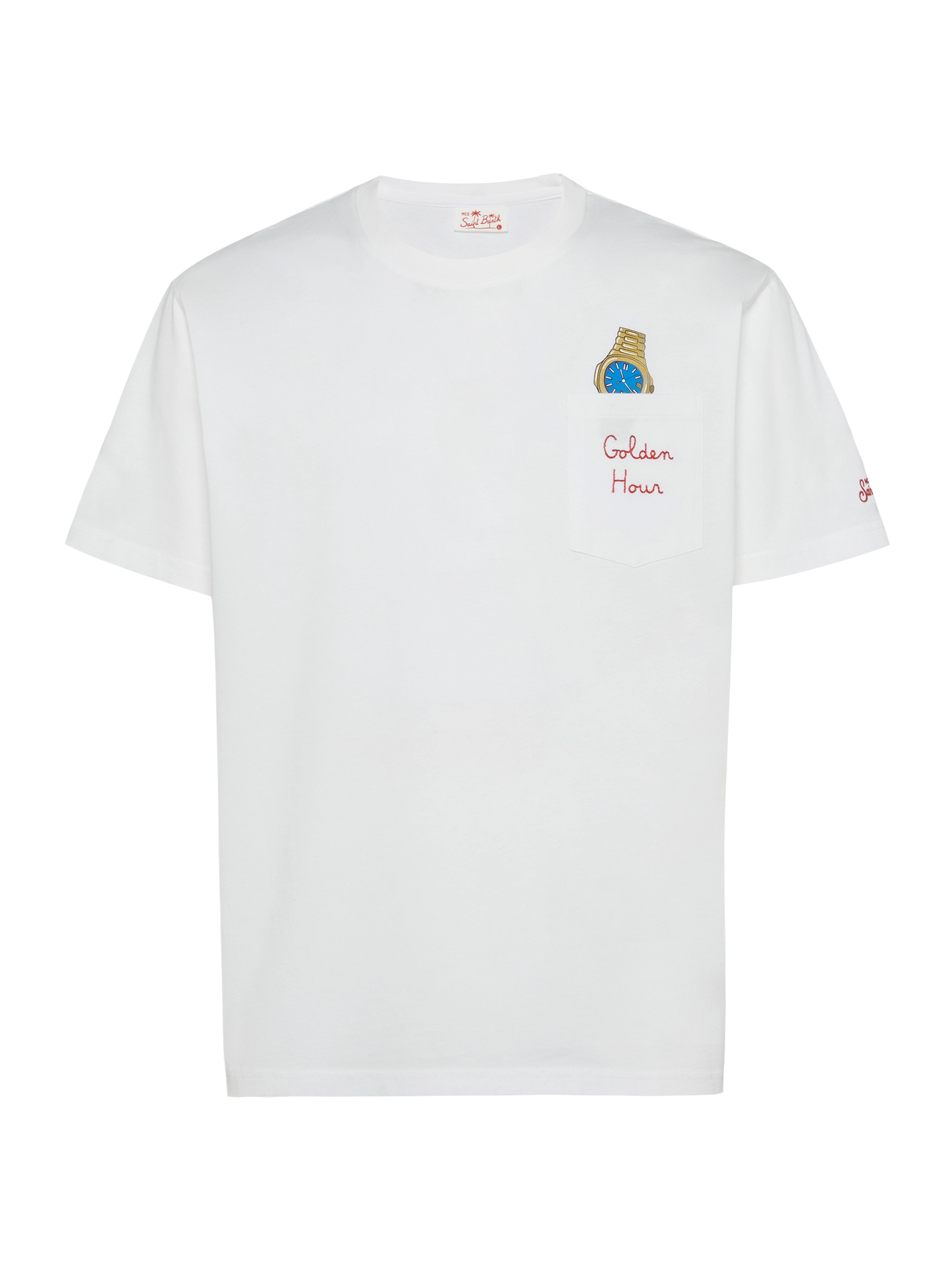 Cotton t-shirt Austin with embroidery and watch print