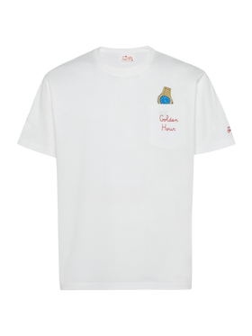 Cotton t-shirt Austin with embroidery and watch print