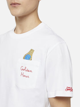 Cotton t-shirt Austin with embroidery and watch print