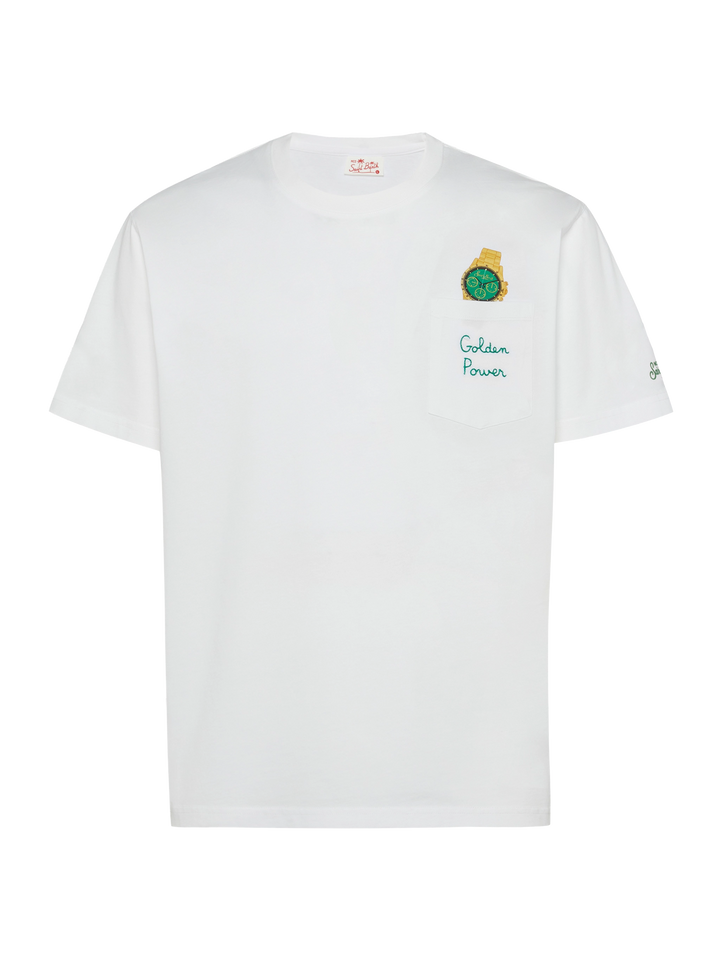 Cotton t-shirt Austin with embroidery and watch print - MC2 Saint Barth