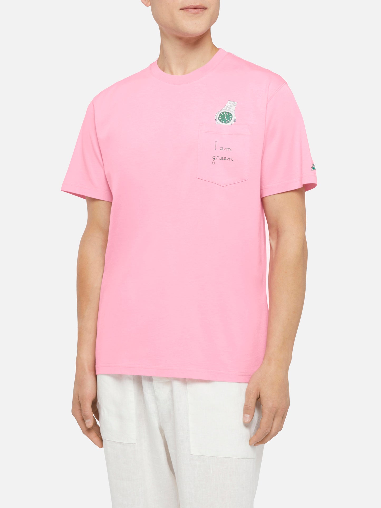Baumwoll-T-Shirt Austin mit Stickerei und Uhrendruck