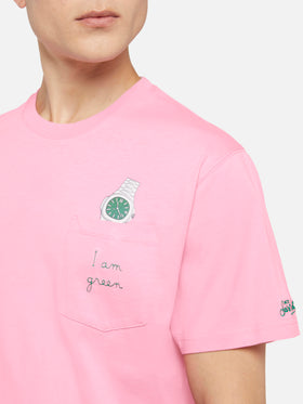 Baumwoll-T-Shirt Austin mit Stickerei und Uhrendruck