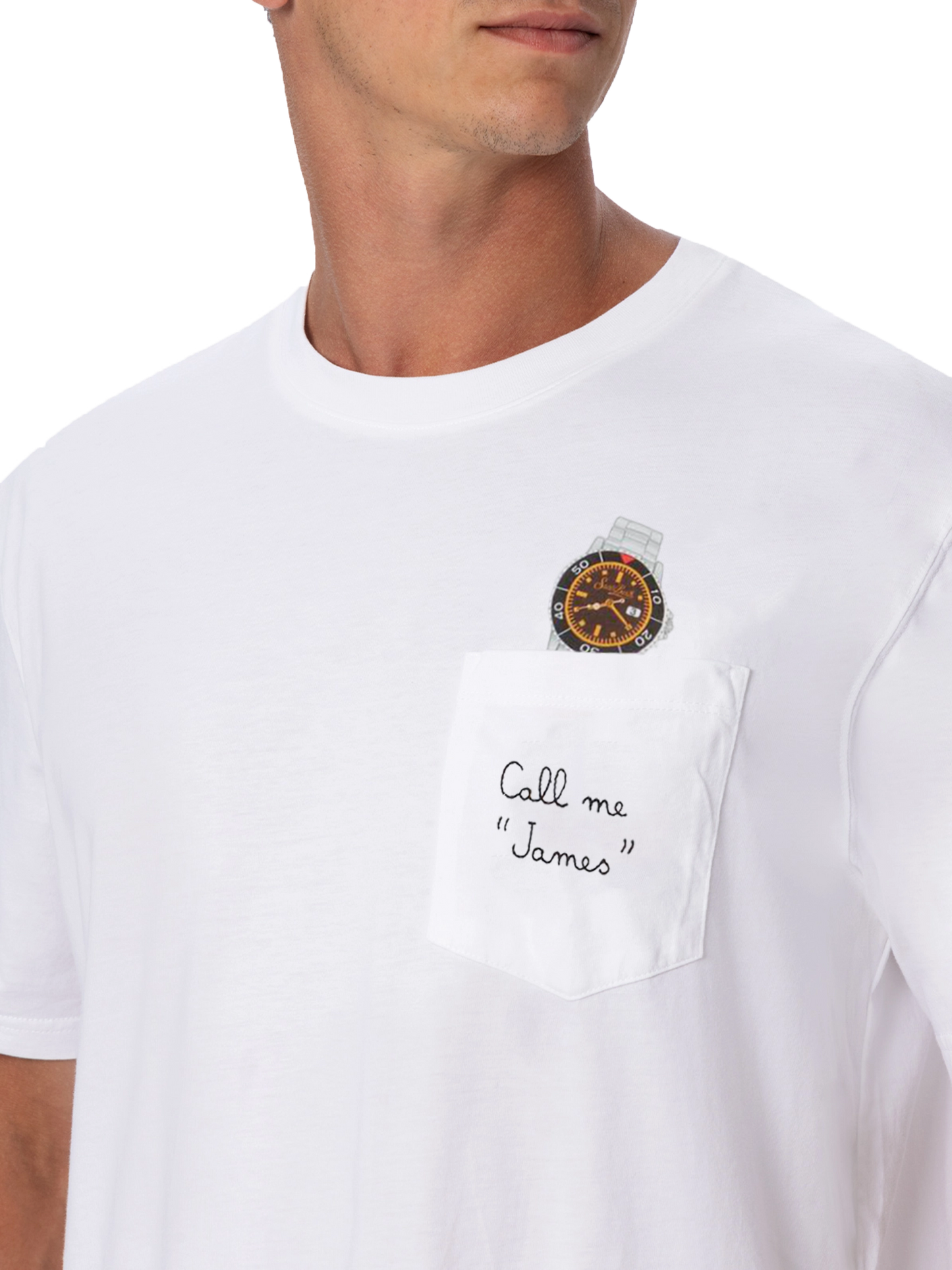Cotton t-shirt Austin with embroidery and watch print