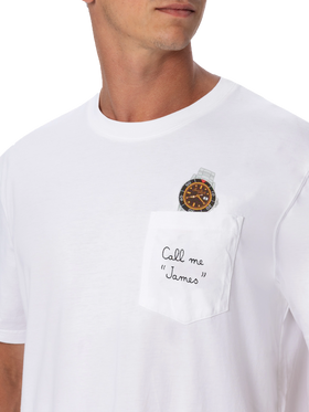 Cotton t-shirt Austin with embroidery and watch print