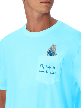 Cotton t-shirt Austin with embroidery and watch print