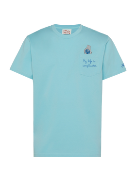 Cotton t-shirt Austin with embroidery and watch print