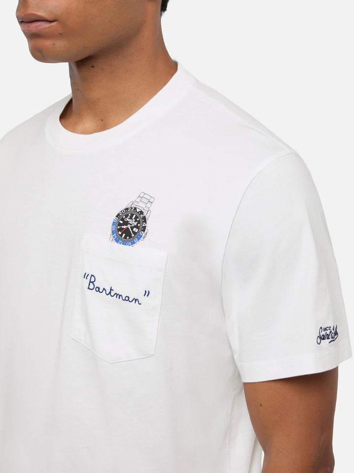 Tshirt in cotone Austin con ricamo e stampa orologio