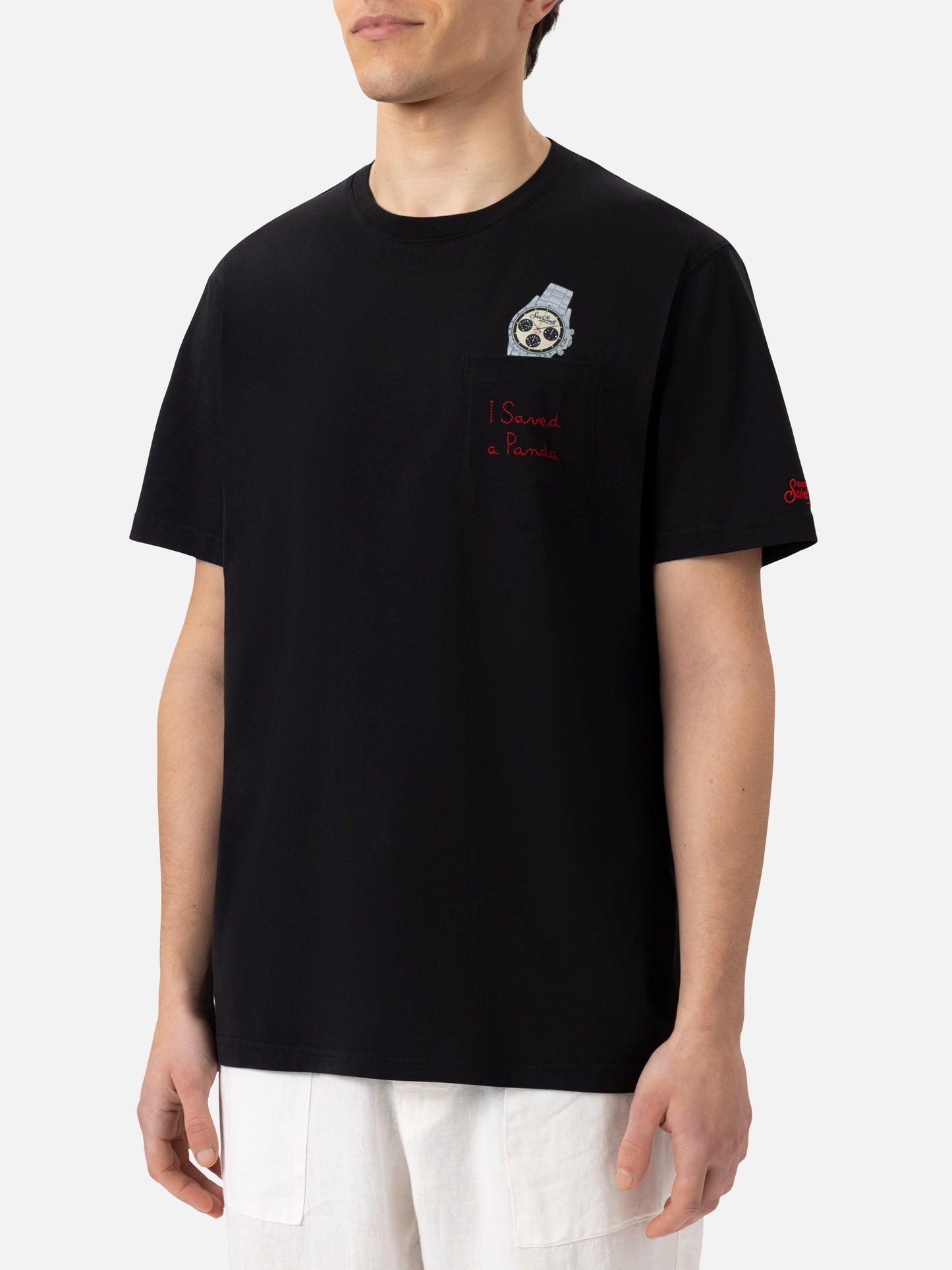 Baumwoll-T-Shirt Austin mit Stickerei und Uhrendruck