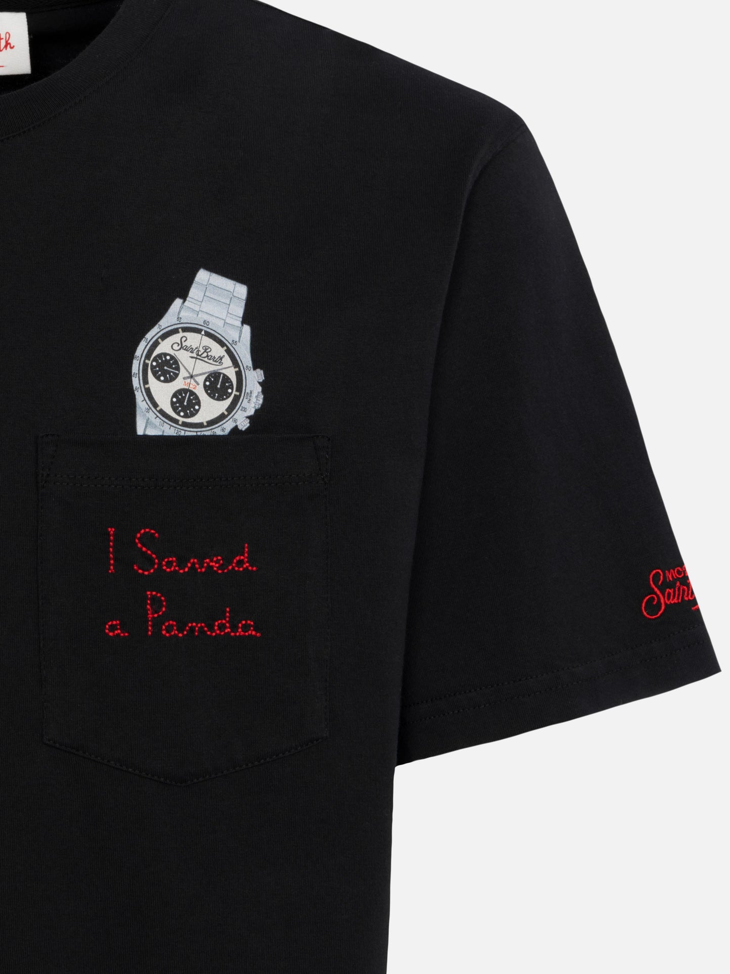 Baumwoll-T-Shirt Austin mit Stickerei und Uhrendruck