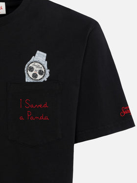Baumwoll-T-Shirt Austin mit Stickerei und Uhrendruck