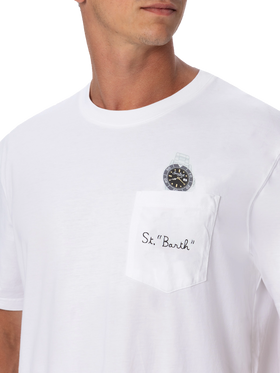 Cotton t-shirt Austin with embroidery and watch print