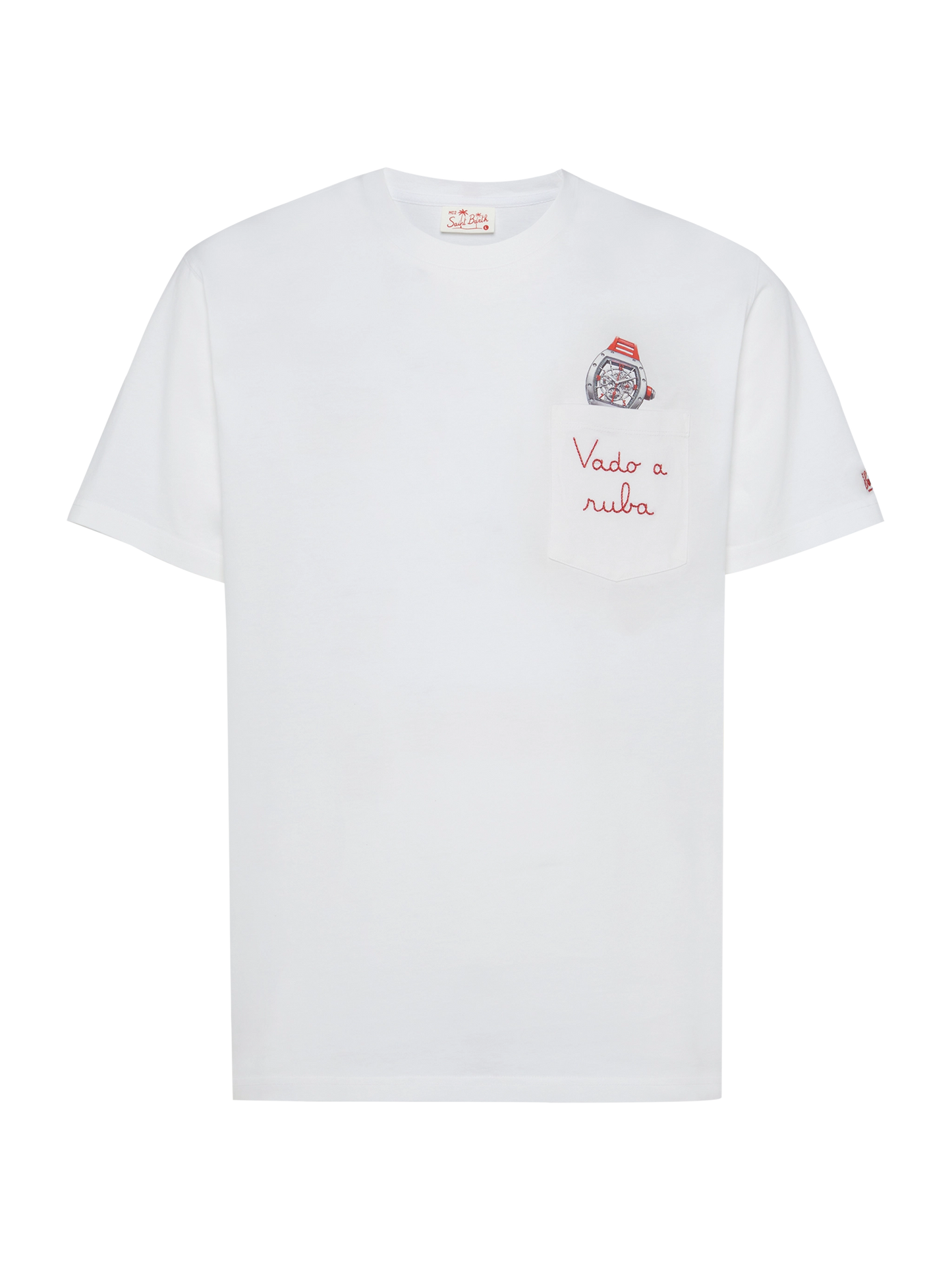 Cotton t-shirt Austin with embroidery and watch print