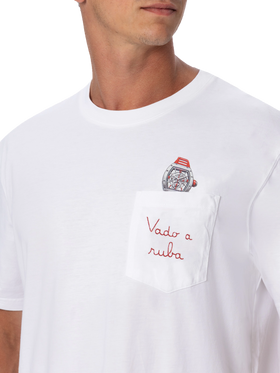Cotton t-shirt Austin with embroidery and watch print