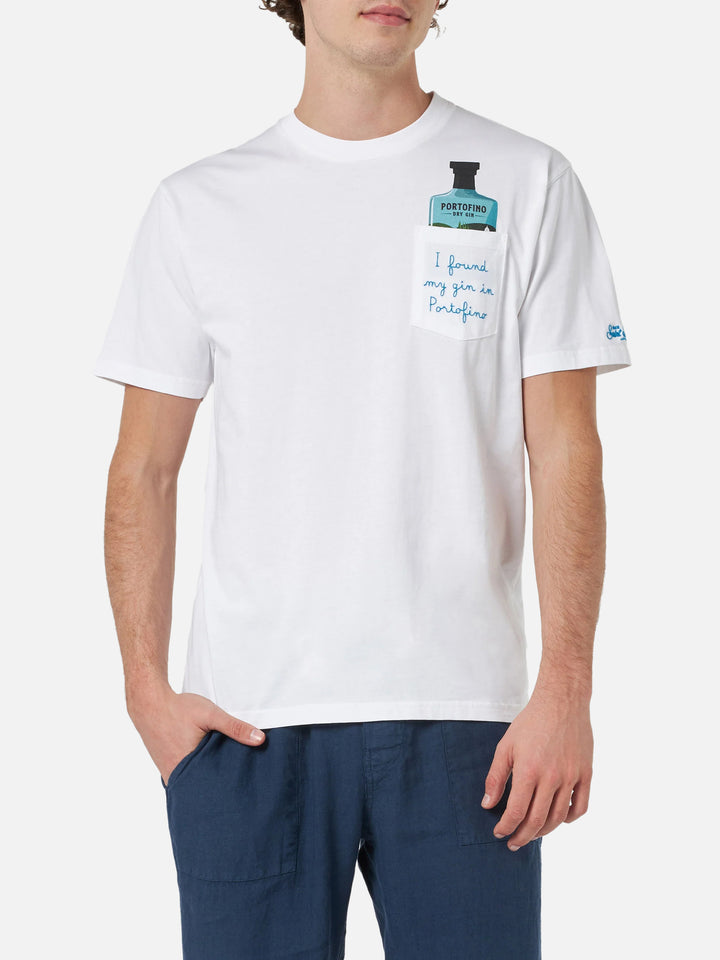 T-shirt da uomo in cotone Austin con ricamo Portofino Gin | PORTOFINO DRY GIN EDIZIONE SPECIALE