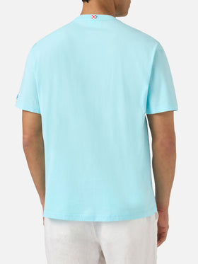 Camiseta Austin azul claro con bordado de reloj y My Life Is Complicated 