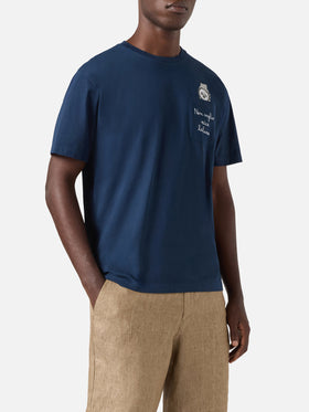 Blue Austin t-shirt with watch and Non Voglio Mica La Luna embroidery