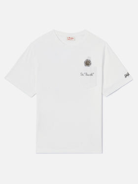 T-shirt Austin bianca con orologio e ricamo St. Bart