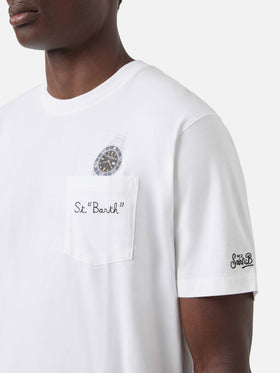 T-shirt Austin bianca con orologio e ricamo St. Bart