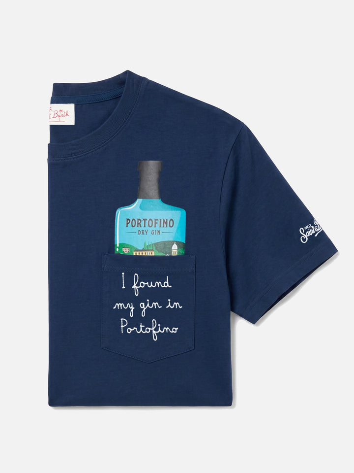 Blue Austin t-shirt with I Found My Gin In Portofino embroidery | Special Edition