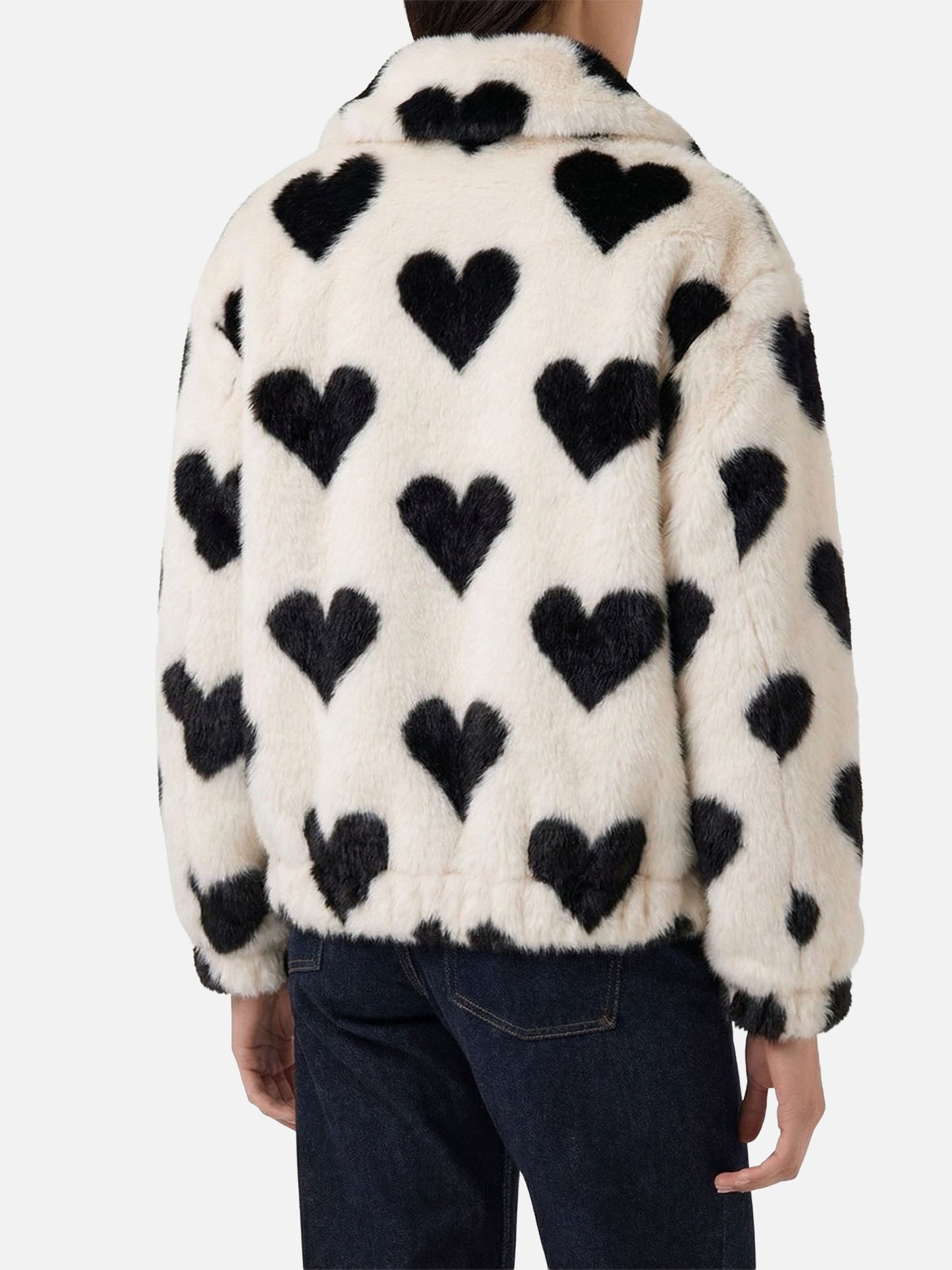 Aveline faux fur jacket with heart print