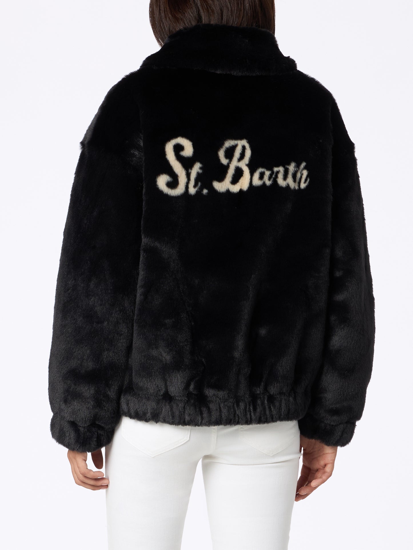 Pelzbomberjacke Abel für Damen mit Kragen und Saint Barth-Print