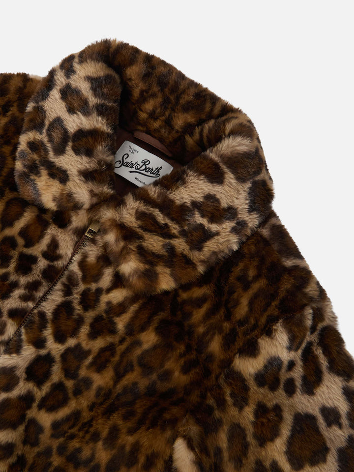 Giacca bambina Aveline in faux fur con stampa leopardata