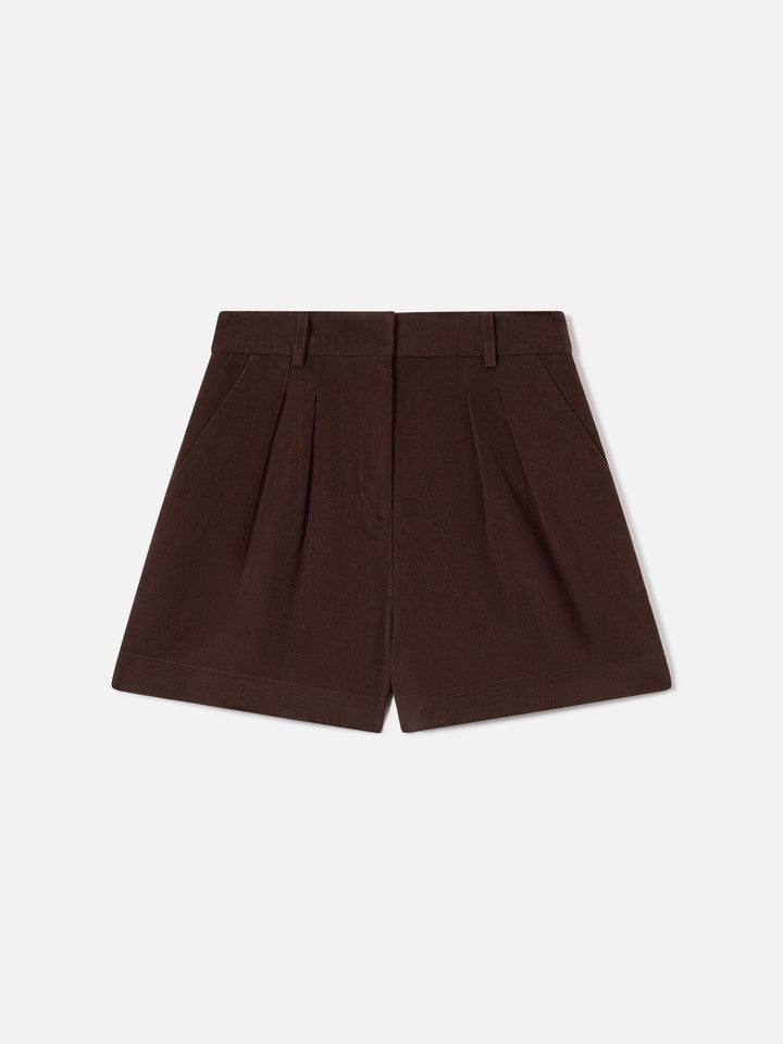 Dunkelbraune Aya Shorts aus Baumwollcord 
