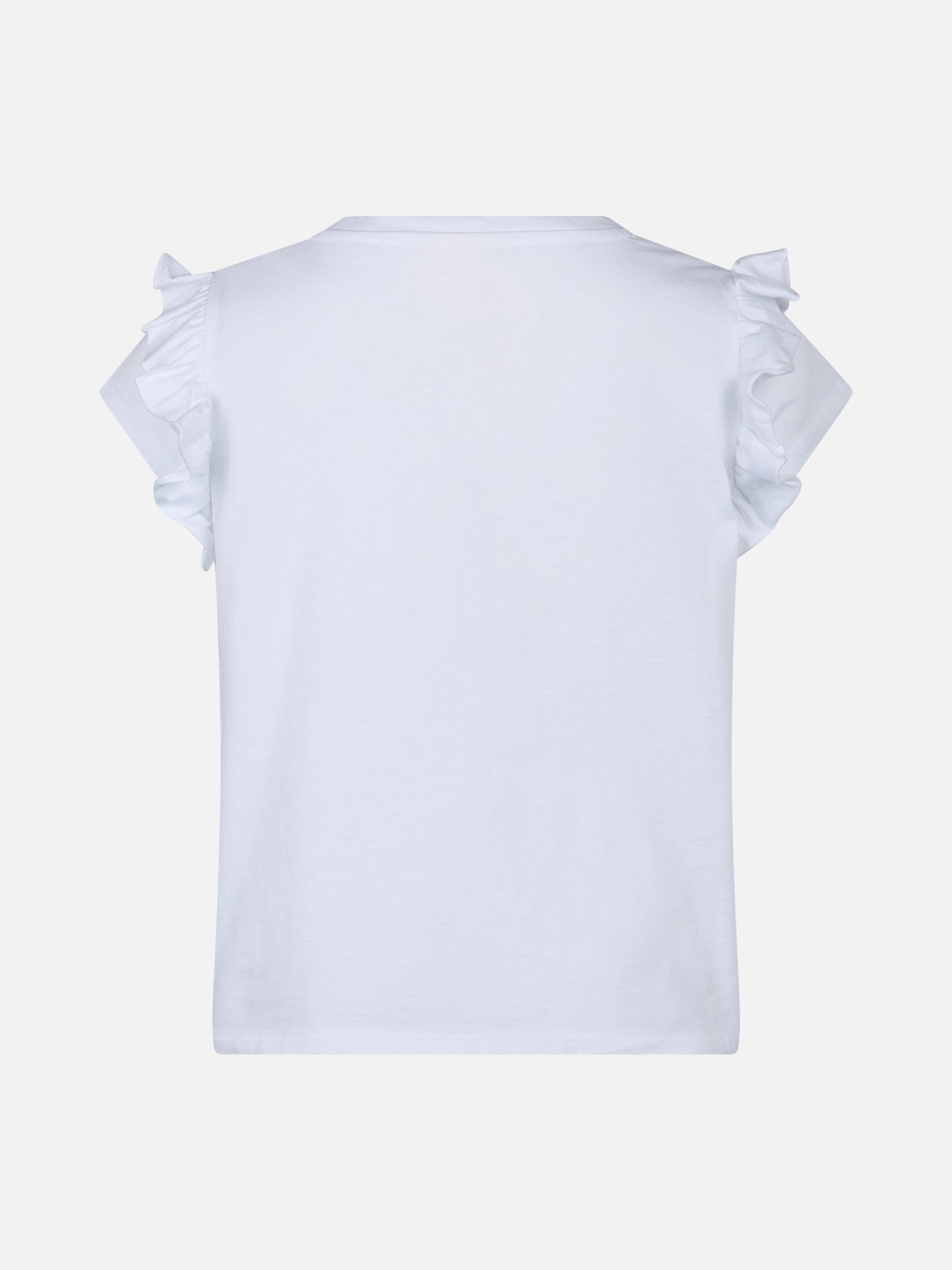 Girl cotton t-shirt with flounce and embroidery - MC2 Saint Barth