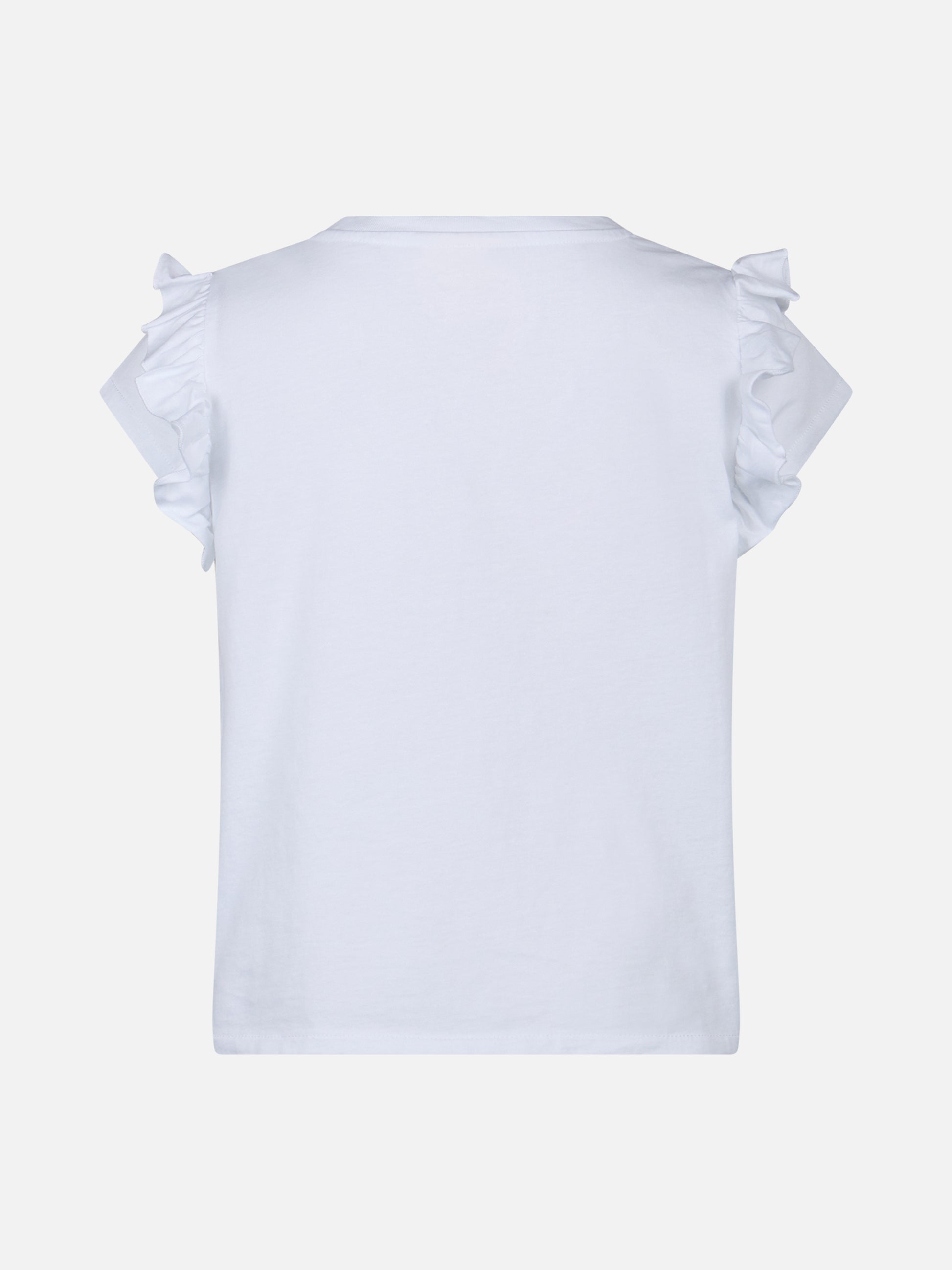 Girl cotton t-shirt with flounce and embroidery - MC2 Saint Barth