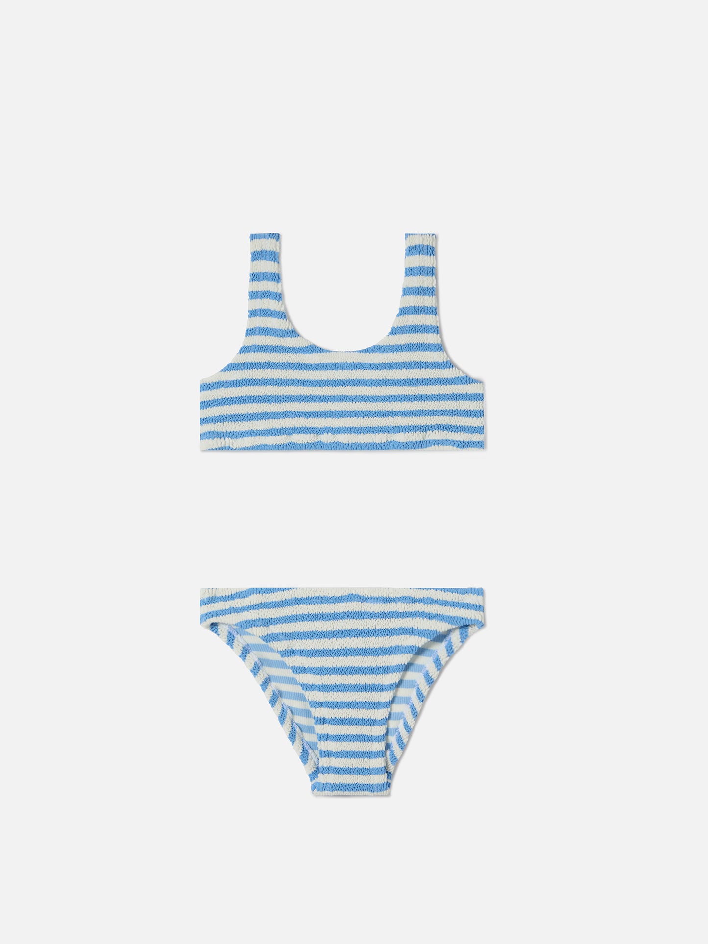 Bikini Baker in tessuto crinkle a righe azzurre