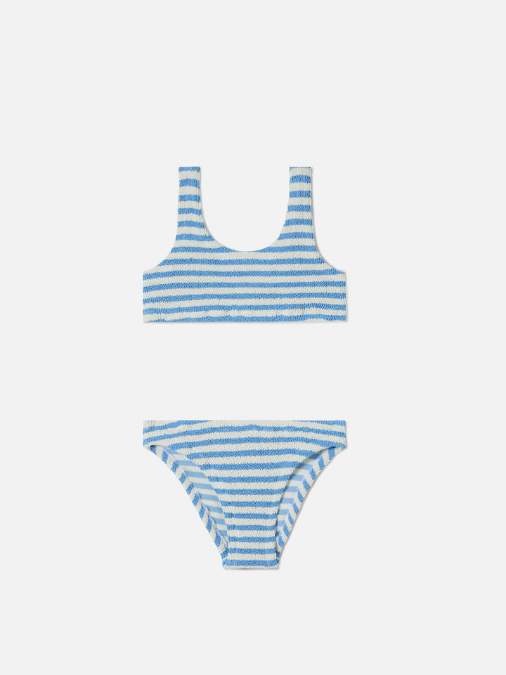 Bikini Baker in tessuto crinkle a righe azzurre