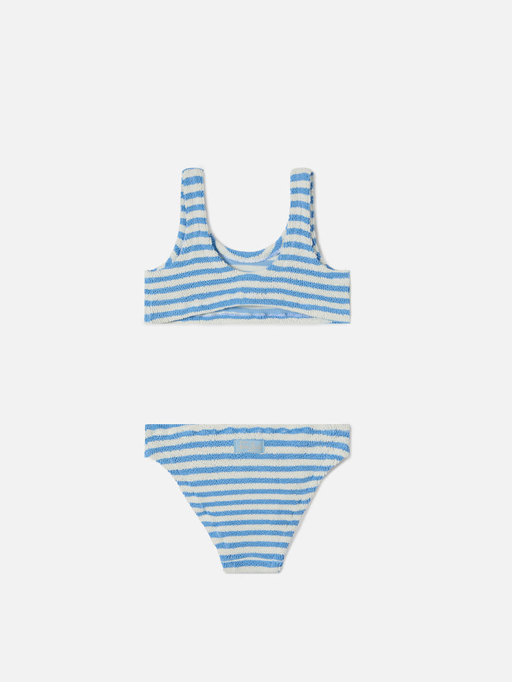 Bikini Baker in tessuto crinkle a righe azzurre