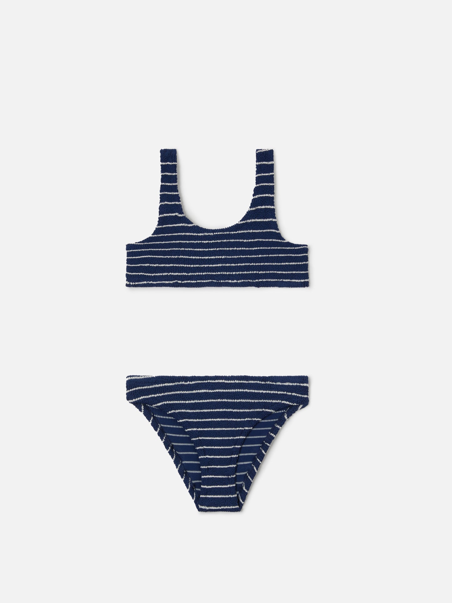 Baker crinkle bikini with navy stripes