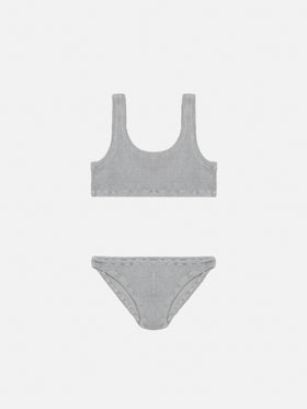 Bikini a triangolo Baker in crinkle lurex argento