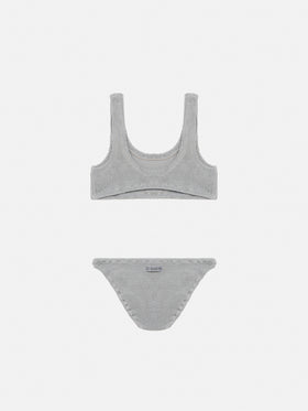 Bikini a triangolo Baker in crinkle lurex argento