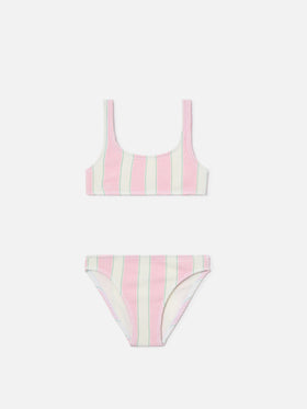 Baker crinkle bikini with pink and cream stripes
