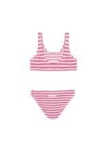 Bikini a triangolo Baker in crinkle a righe rosa